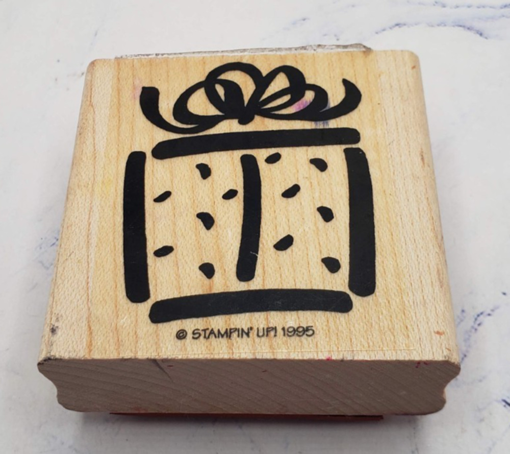Stampin Up! Bold Birthday Gift Wood Mounted Rubber Stamp